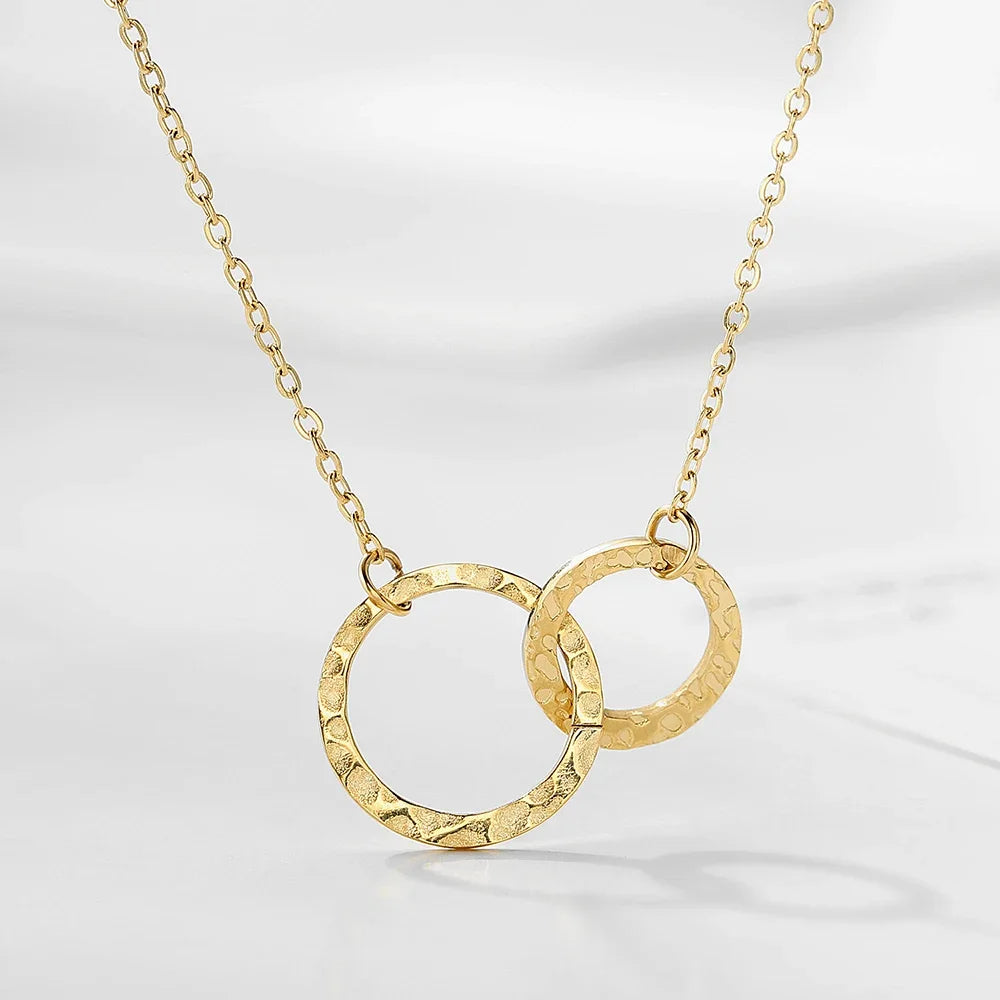 Classic Stainless Steel Gold Color Necklace for Women Jewelry Round Pendant and Bar Necklace