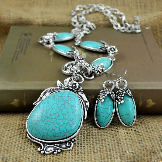 Bohemian Necklace Pendant Flower Stone Set for Women, Great Gifts